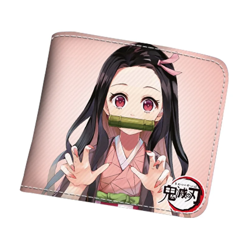 Demon Slayer Anime Figure Foldable Wallet Kimetsu No Yaiba Men Children Bank ID Card Holder Card Clip Bag Cartoons Cosplay Gifts