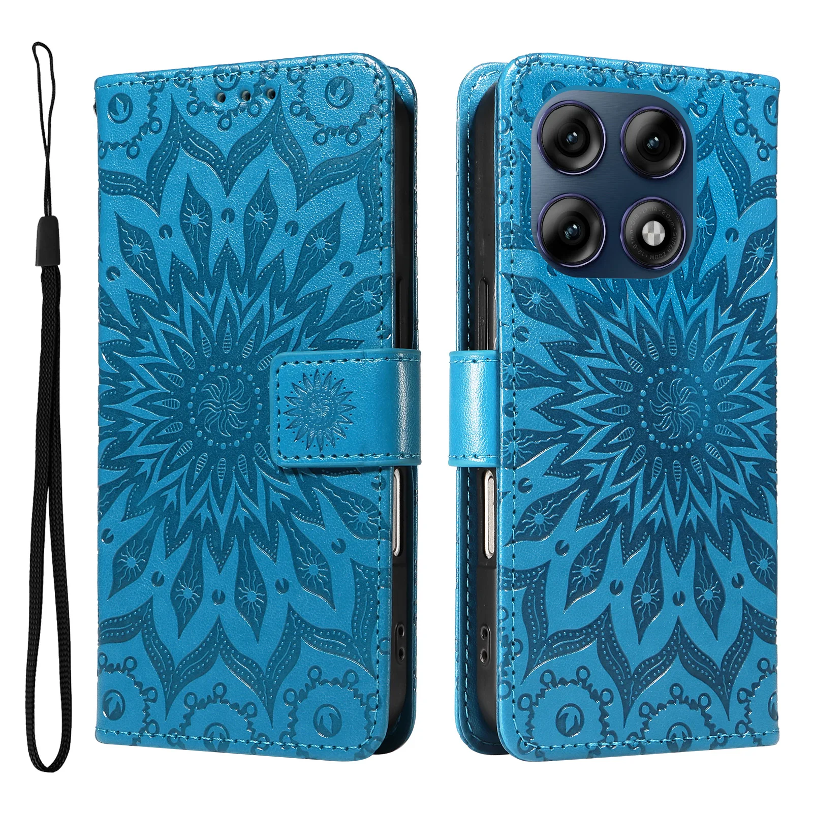 Leder-Brieftaschenhülle für Motorola Moto Edge 60 70 X70 Air G86 G56 G06 G67 Pro Fusion Power |   Mandala-Prägedruck-Design