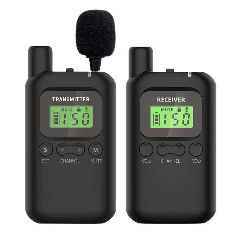 Wireless Whisper Audio Guide System 1 Tansmitter with 2 Microphones 4 Receivers 1 Charger for Tour Guide lnterpretation Teaching