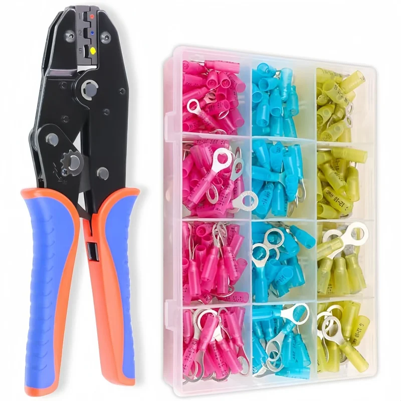 HS-125 Waterproof Heat-shrinkable Terminal Crimping Plier RV Round Pre-insulated Cold-pressed Terminals Crimping Tool