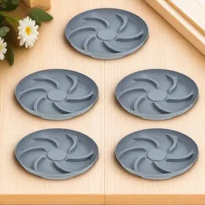 

5pcs Large Resin Flowerpot Trays Round Shape Gardening Pot Trays Plant Pot Base Non-Slip Design Easy Moving For Plants