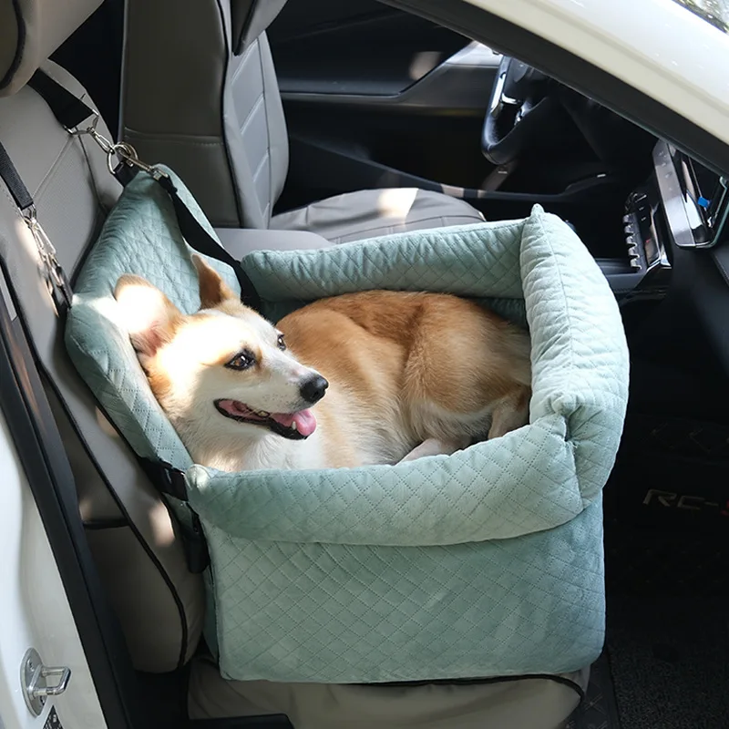 

Puppy safety seat Car pet seat with removable seat cushion and travel cushion for front