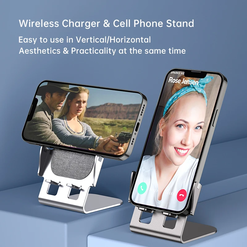 2022ใหม่โลหะ Stand Qi Wireless Charger เดสก์ท็อป Dual Coil 15W Fast สำหรับ iPhone 11 12 13 14 Samsung S20 21 S22