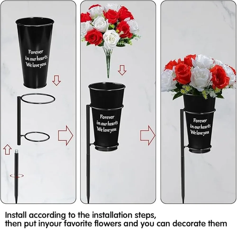 Vase For Cemetery Grave Receiving Stunning Tribute With Two Vases Gravesite Decor Soil Gravestone