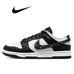 Nike-Chaussures de skateboard Dunk SB Low ESS pour hommes et femmes, Chaussures de course, Sports de plein air, Paisley, KrasnoCausal Encounaker, Noir, Blanc