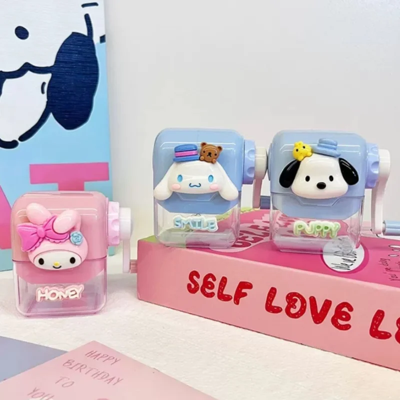 Sanrio Pencil Sharpener My Melody Pachacco Pencil Knife Tools Hand Crank Sharpener Student Kids School Supplies Stationery Gift