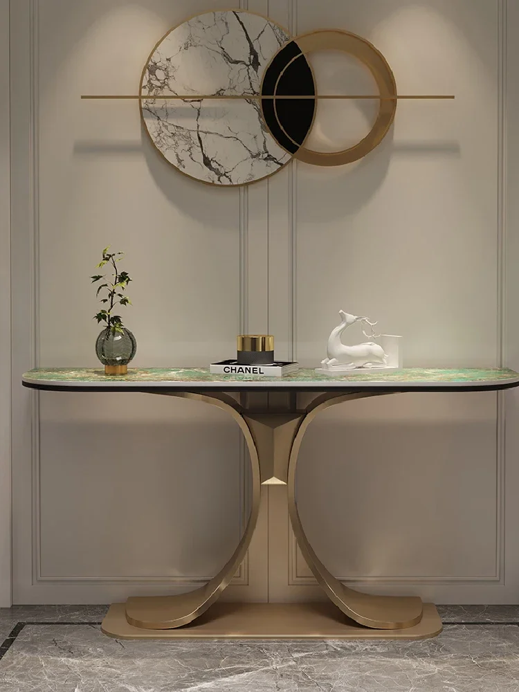 

Italian Light Luxury Wind Rock Plate foyer Table Villa Hotel Minimalist Shelf foyer table