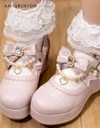 Clip per scarpe con catena di perle fatte a mano giapponesi Clip per capelli Lolita per le donne miniera di accessori Kawaii dolci prodotti in serie Para El Cabello