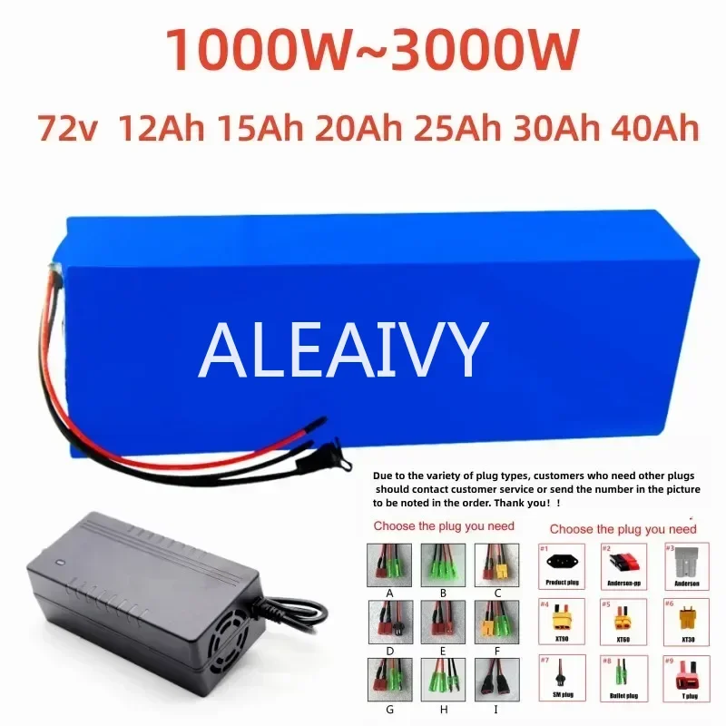 

72V 12Ah 15Ah 20Ah 25Ah 30Ah 40Ah Battery Pack 3000W High Power 84V Electric Bike Motor Electric Scooter Ebike Battery With BMS