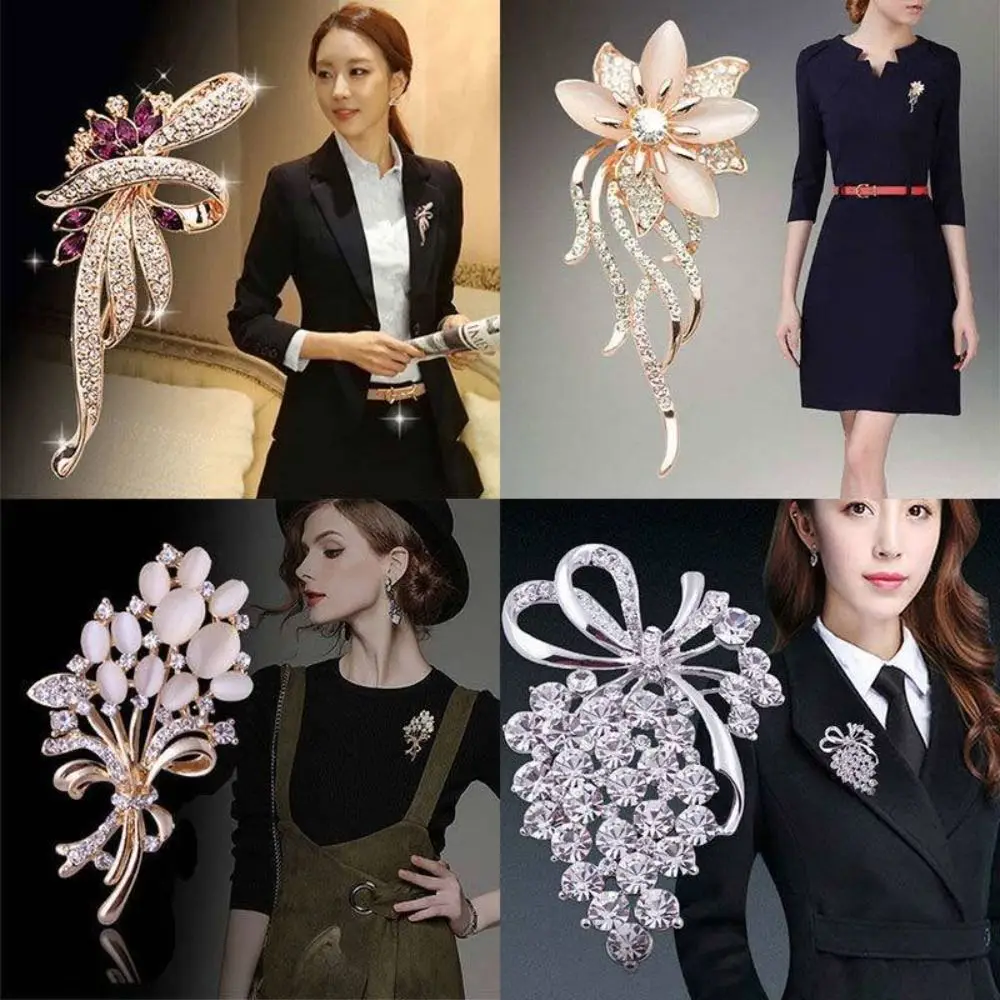 Fashion Rhinestone Brooch Crystal Diamante Wedding Corsage Pin Collar Pin