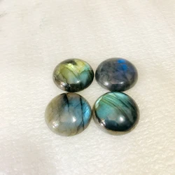 Wholesale 2pcs Natural Strong Flash Labraodrite Bead Cabochon 20mm Round Shape