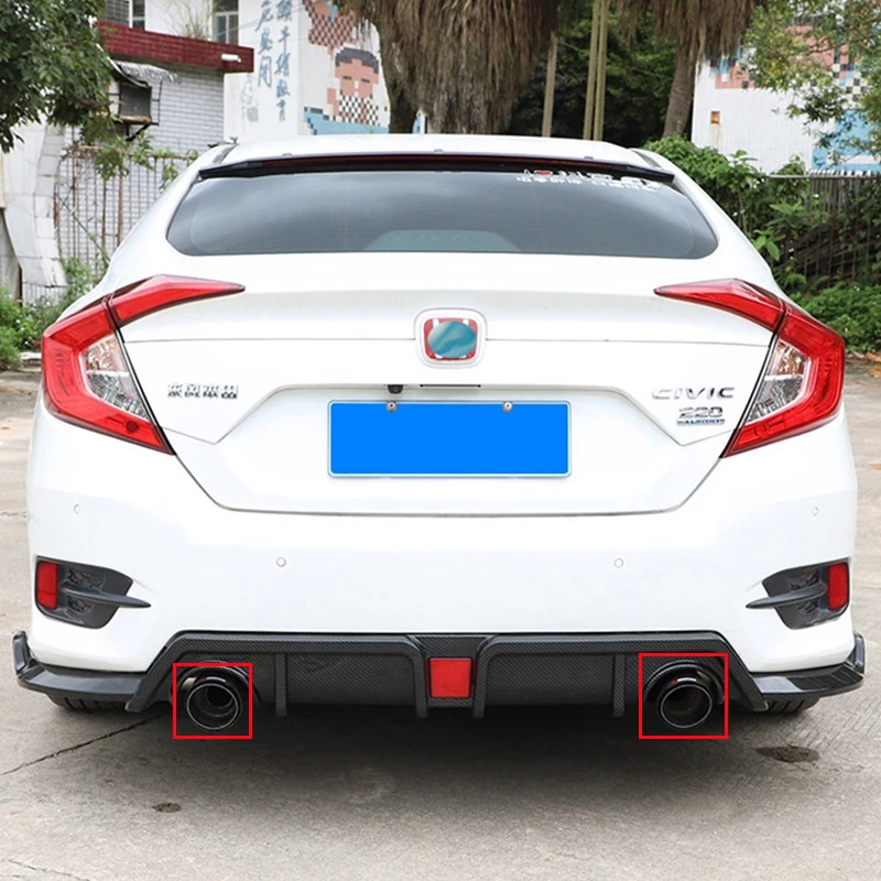 

For Carbon Fiber Tail Throat Exhaust Honda Civic Sedan Tube Muffler Refit Accessories Body Kit 2016-2020 Year