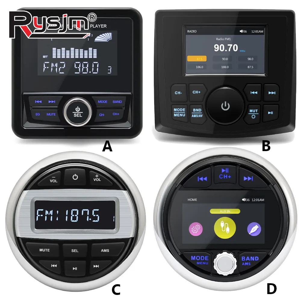 

Boat Radio MP3 / MP5 Player Marine Stereo Bluetooth-compatible Waterproof FM AM Universal Media Marine Player for RV UTV ATV SPA