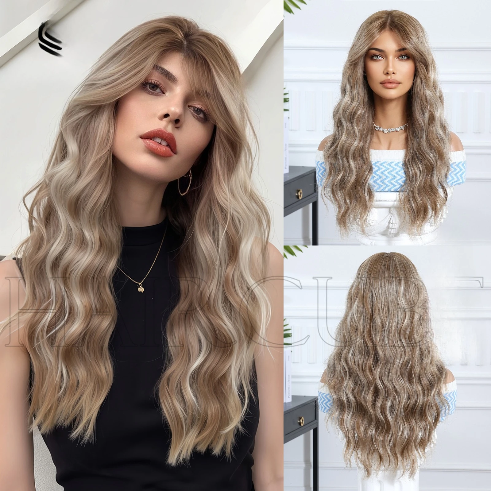 

European and American wigs are highlighted with long curly hair, big waves, realistic and fluffy, and the whole full-head female
