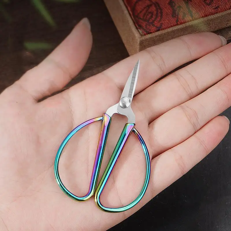 Stainless Steel Tailor Scissor Bright Color Embroidery Scissors DIY Tools Dressmaker Shears Knitting Sewing Handicraft Scissor ﻿