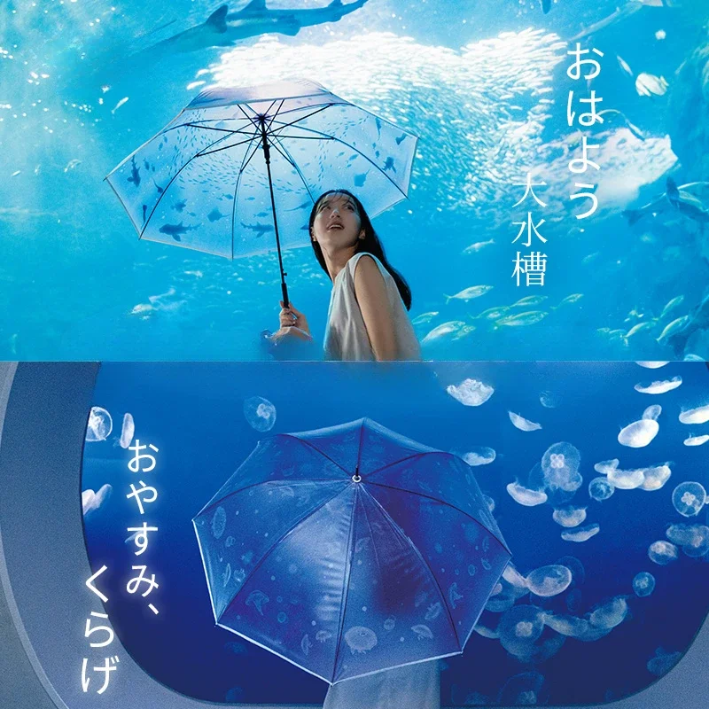 Transparent umbrella, sturdy, wind-resistant, lightweight, high-value, small and portable folding jellyfish umbrella woman