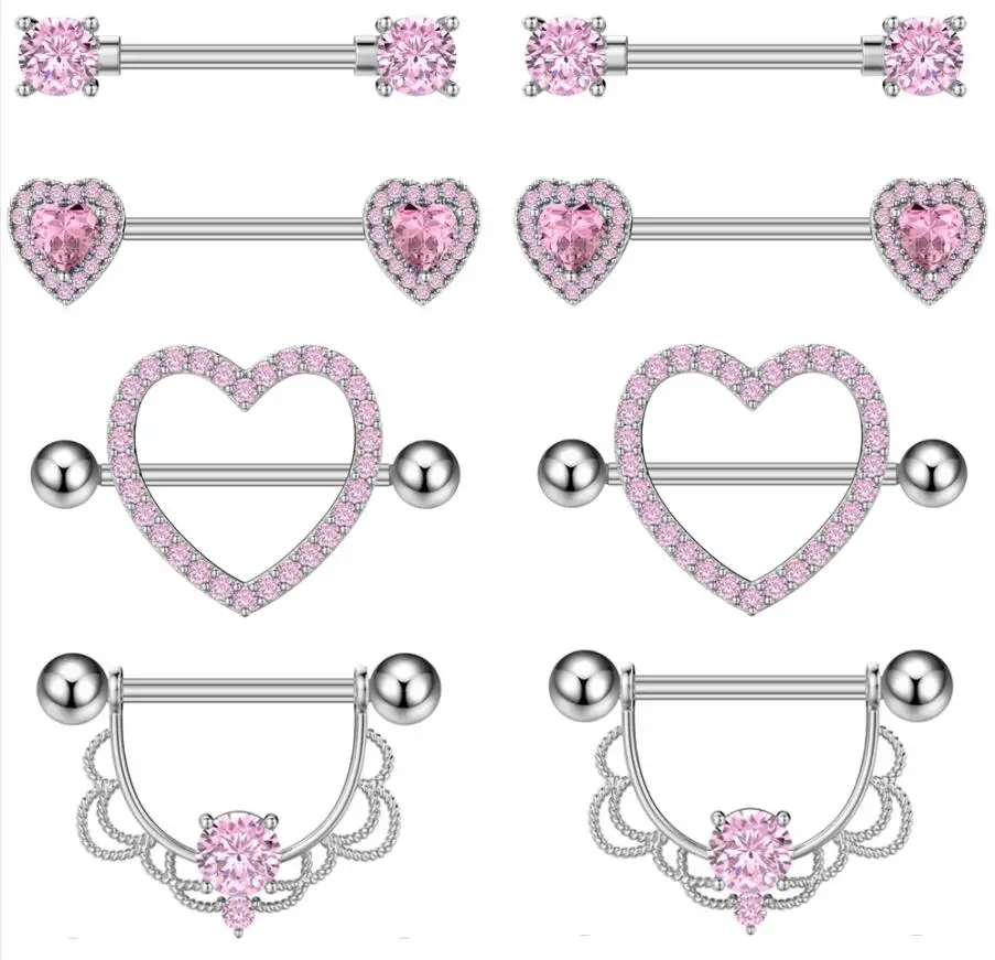 14G Edelstahl Nippelpiercing Set Nippelringe Barbell Pack Rote Kirsche Kuchen Nippel Schmuck Bulk Kristall Nippelpiercings – Detail 14