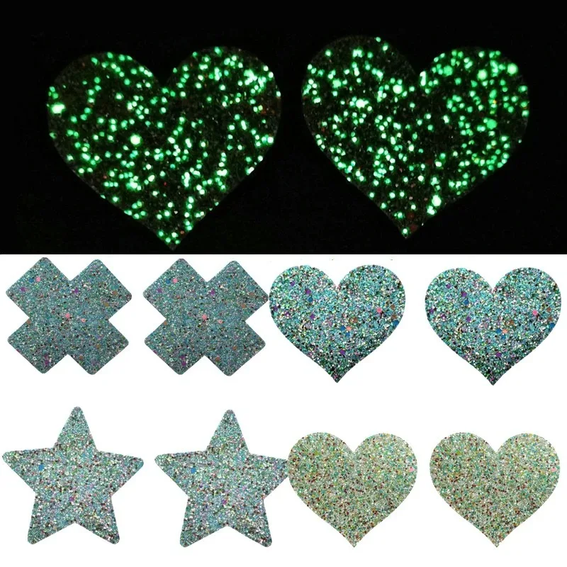 Pasties per capezzoli Sexy Patch per seno usa e getta invisibile trifoglio Glitter luminoso nastro per sollevamento del seno adesivi per il petto copricapezzoli Bara