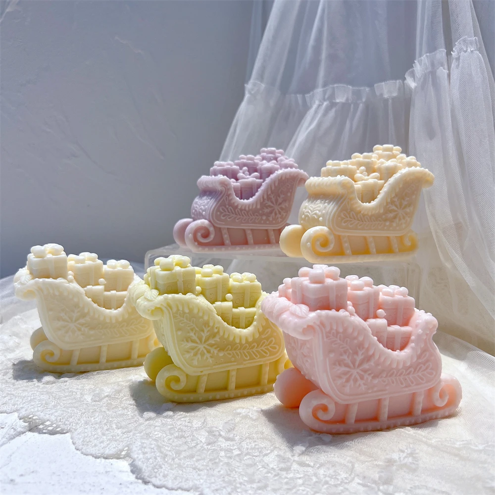 Christmas Santa's Sleigh Silicone Mold With Gift Boxes Christmas Sled Candle Mold Christmas Decoration Family Christmas Gift - Image 2