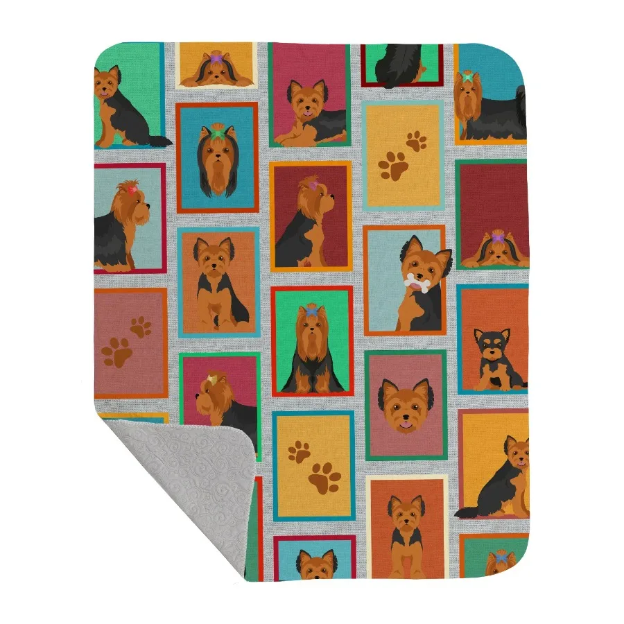 

Black and Tan Yorkie Quilted Blanket 50x60 Soft Lightweight Throw Blanket for Bed Couch Sofa Artwork Pattern
