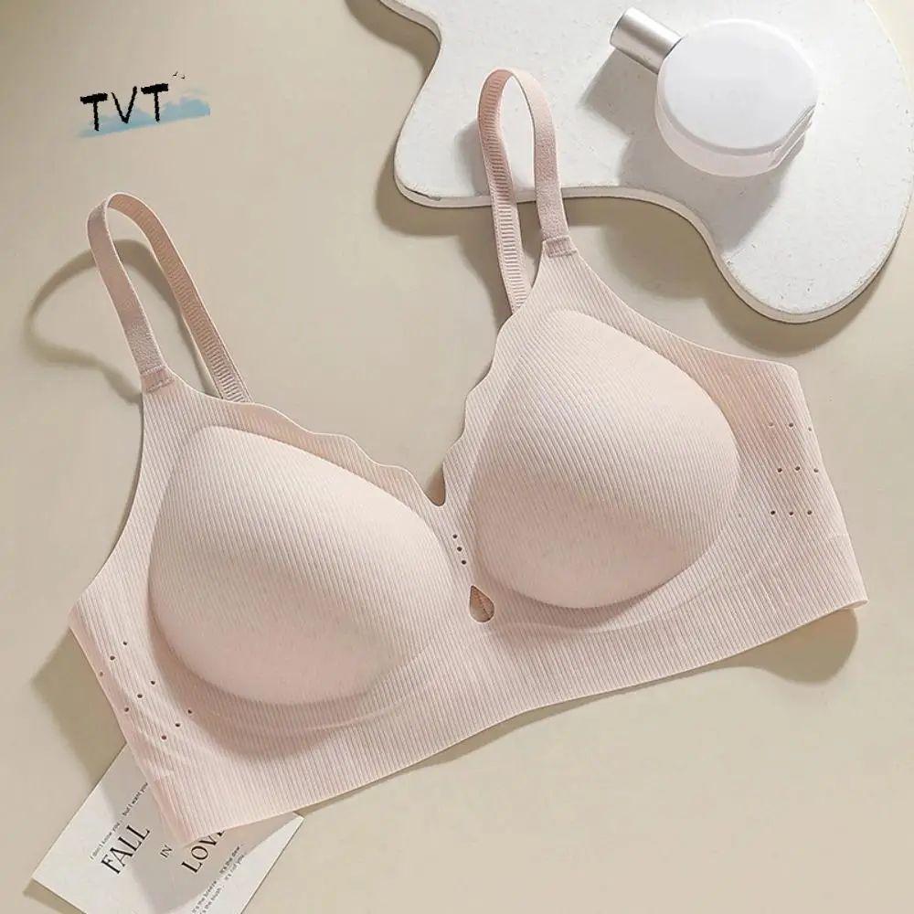 

Traceless Jelly Seamless Bra Shockproof Lingerie Wireless Deep V Bra Intimates Solid Color Brassiere for Women Sport