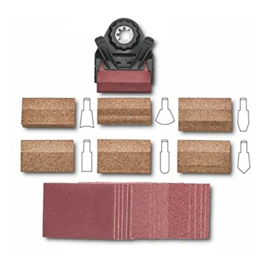 

Starlock Plus Profile Sanding Set - 22-Piece Kit with Holder 6 Profile Inserts and 15 Sanding Sheets 80 120 180 Grit for Detail