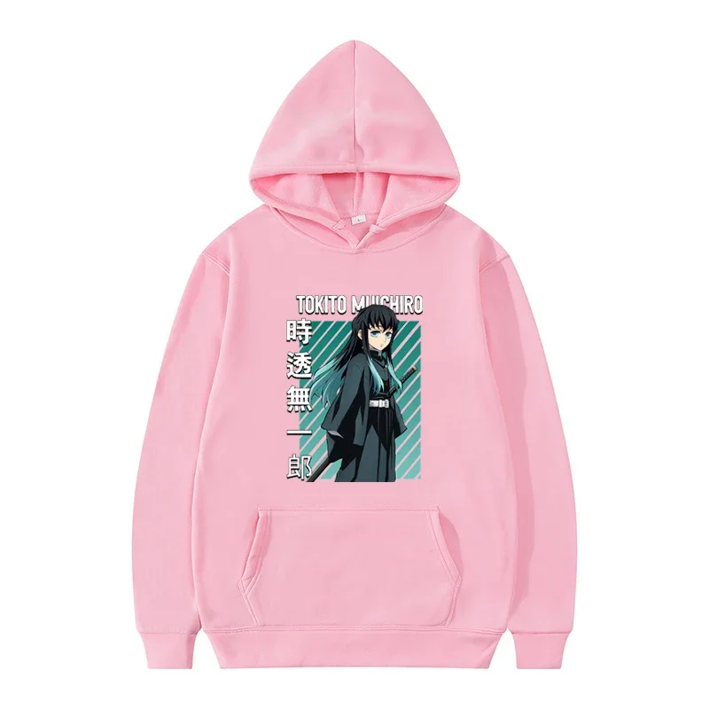 Demon Slayer Japan Anime Hoodie for Men and Women Harajuku Muichiro Tokito Graphic Printing Sweatshirt Plus Size Female Pullover