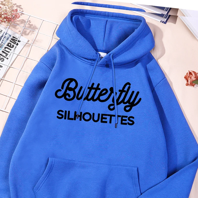 Butterfly Silhouettes Print Sweatshirts Mens Basics Causual Hoodies Leisure Oversized Tracksuit Vintage Machine Washable Clothes