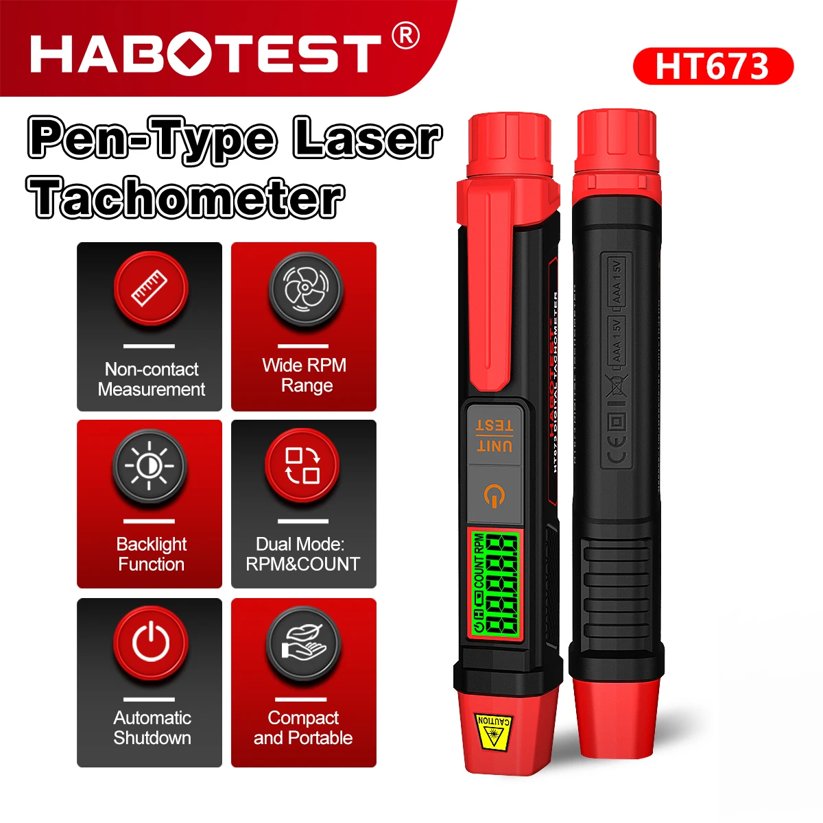 HABOTEST HT673 Pen Laser Tacho - đánh giá và giá Industrial Laser Tachometer