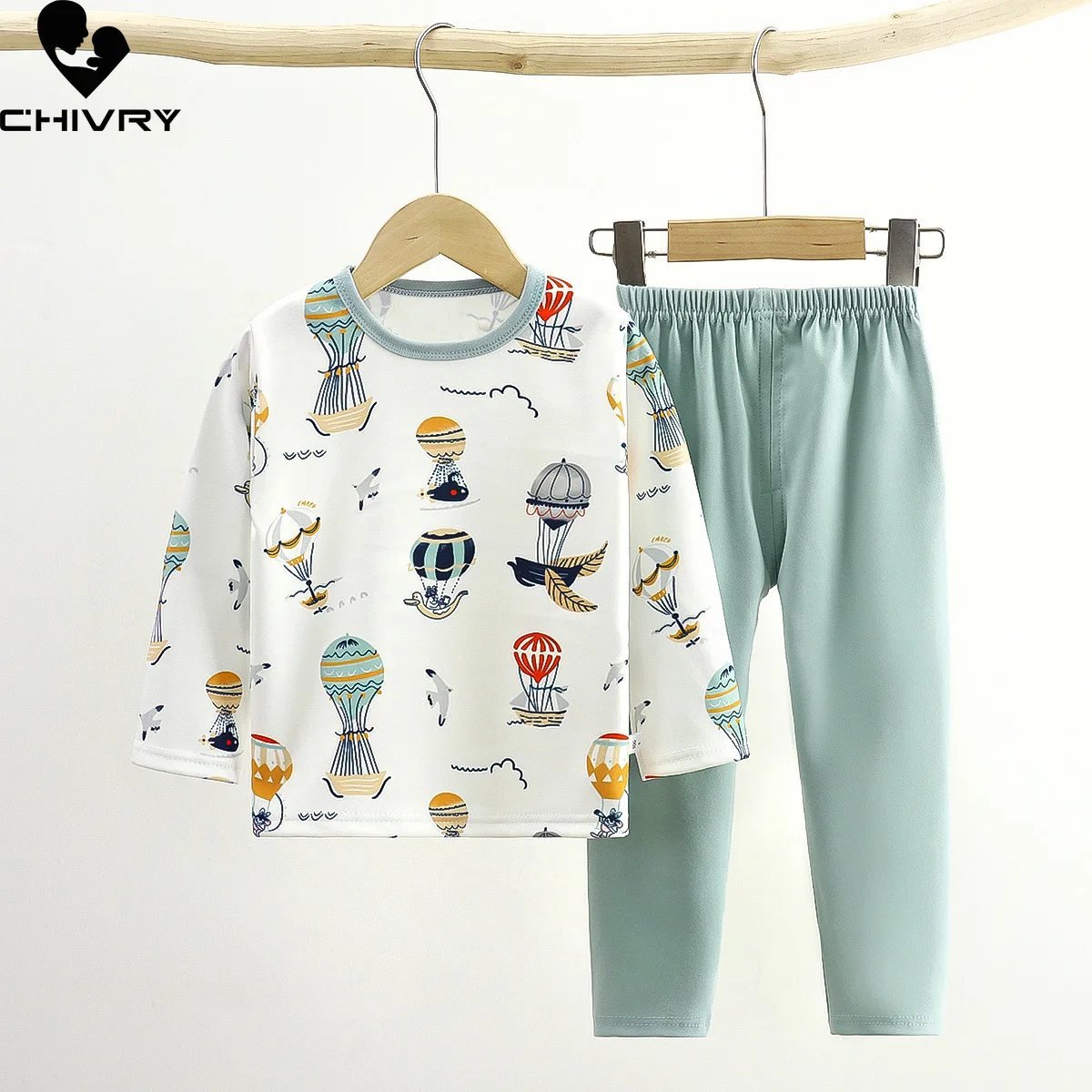 Desenhos animados conjuntos de pijamas infantis, manga comprida, camiseta com gola O com calça, pijamas casuais para bebês meninos e meninas, novo, outono, 2023