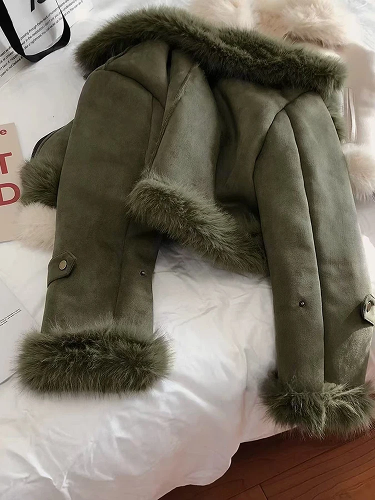 Abrigos coreanos de piel sintética para mujer, ropa de calle de moda Y2K, chaquetas informales de piel de zorro Artificial, prendas de vestir exteriores peludas que combinan con todo para invierno, novedad