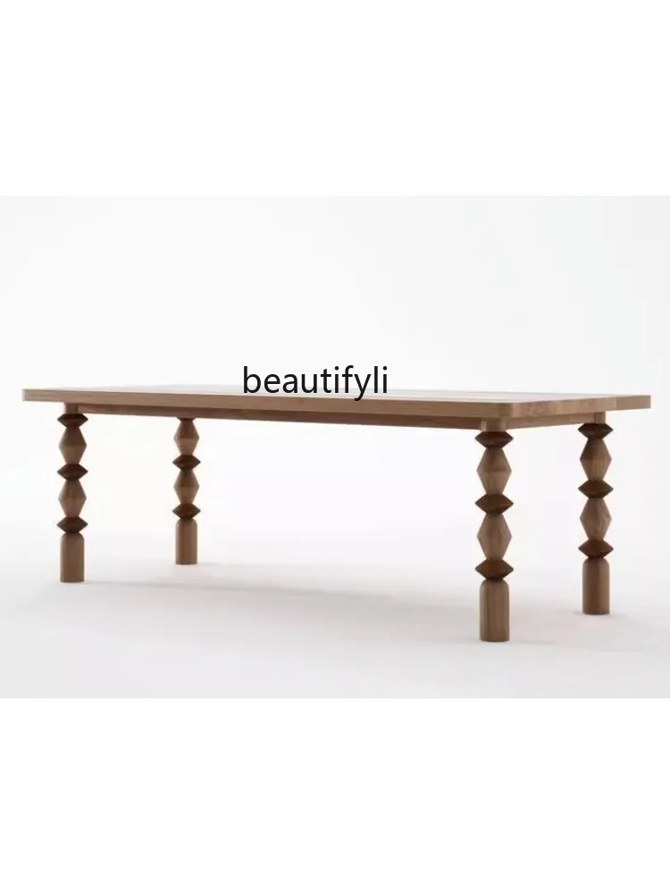 American-Style Solid Wood Desk Retro Domestic Dining Table Simple Large Table Long Table Log Workbench Conference Table