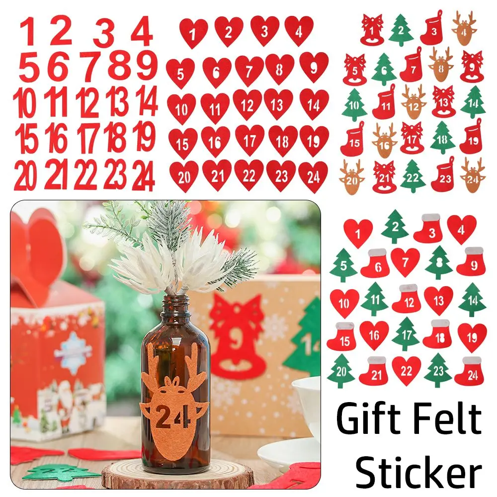 Cookie Candy Tag Package Label Biscuit Package Countdown Gift Felt Sticker Advent Calendar Number Christmas Label Xmas Ornament