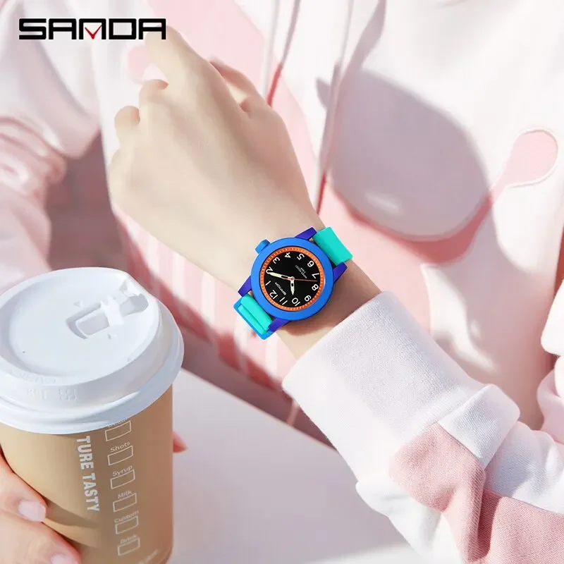 Sanda 3221 Luxury Children Quartz Watches Silicone Sports Waterproof Boy Girl Casual Shockproof Clock Gifts Kids Watch Relojes