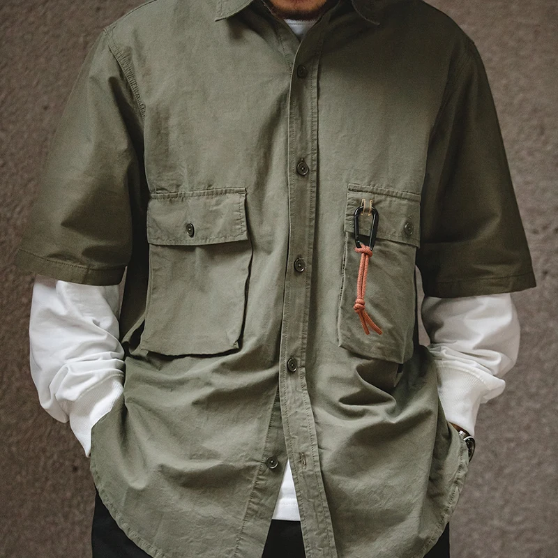 

Summer Thin American Casual ort Sve irt Men Loose Large Size Collarl f Sve Outdoor Mountain Sle Trendy Top