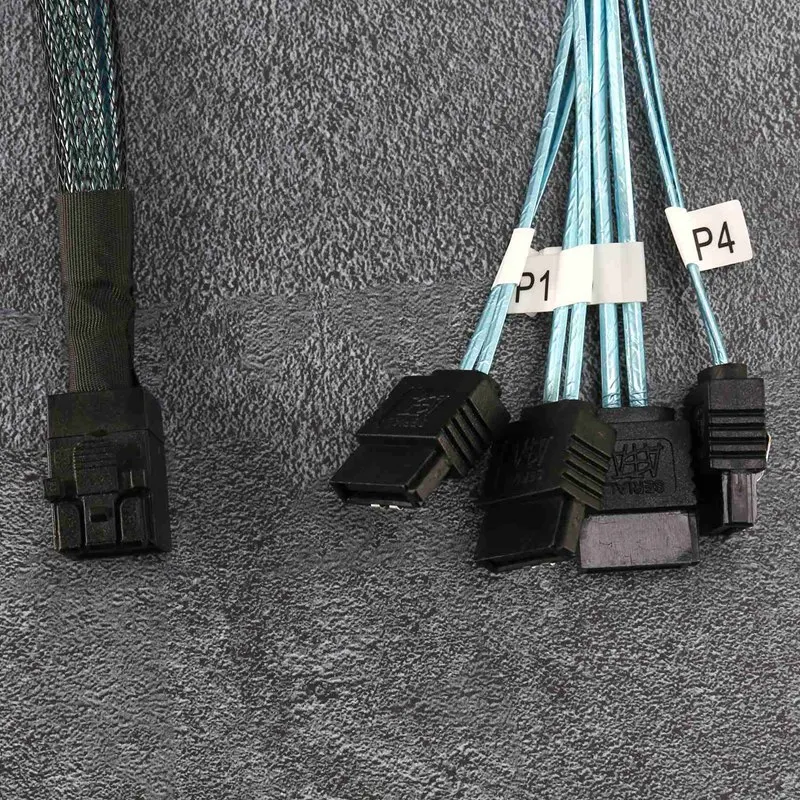 MINI SAS ภายในไปยังสาย SATA SFF-8643สำหรับตัวควบคุม RAID ฮาร์ดไดรฟ์