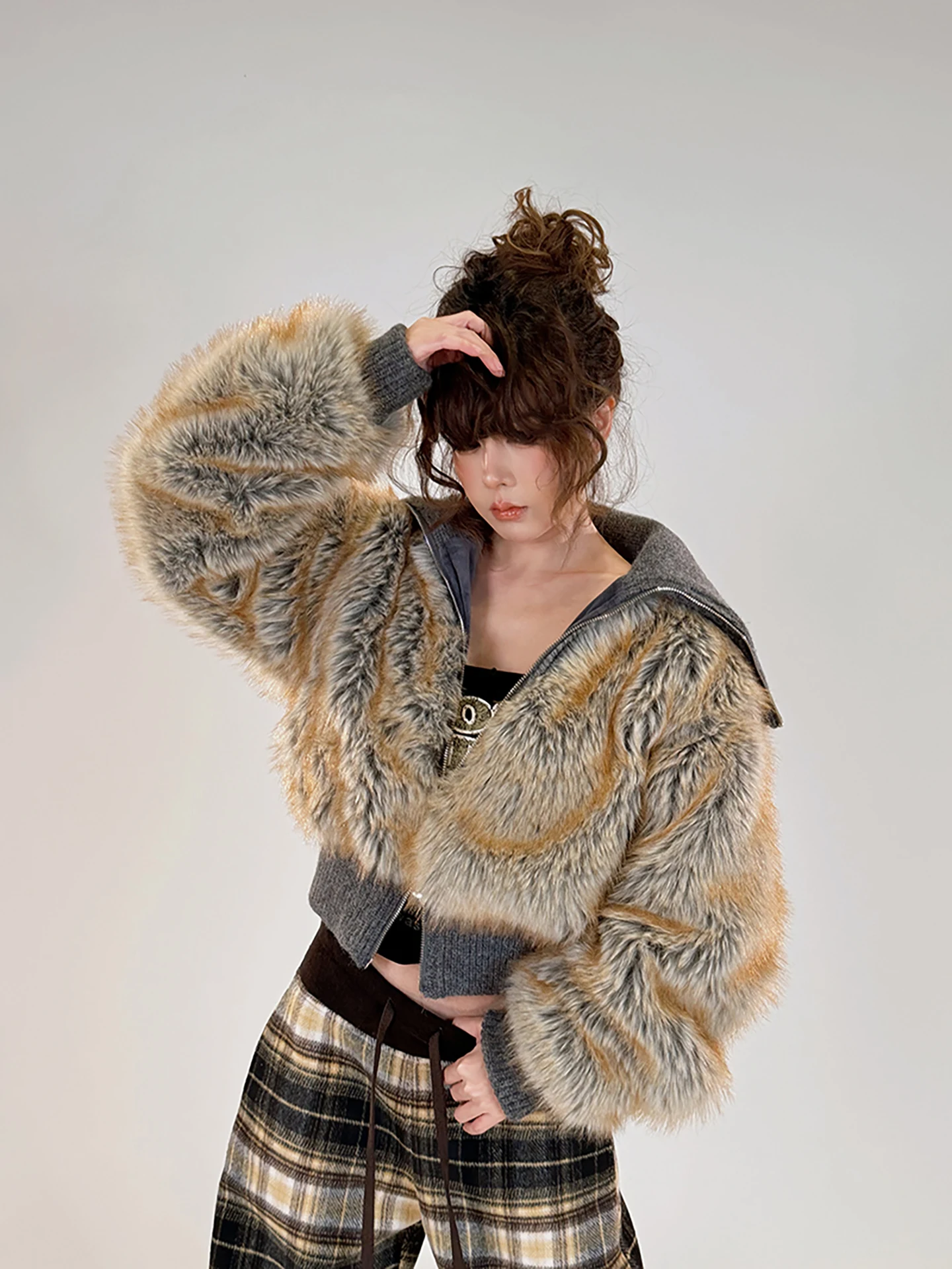 

Оригинальная модная норковая шуба Meysikim с высоким воротником для женщин, новинка 2025 года, экологичная, с длинными рукавами, на молнии