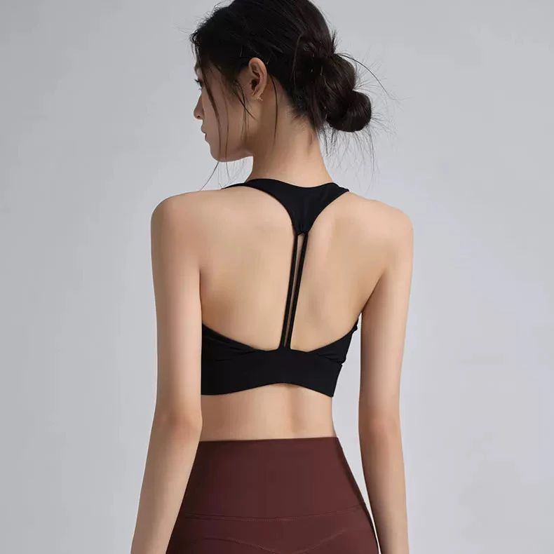 Nahtloser Sport-BH für Damen mit festem Brustpolster, stoßfest, für hochintensives Pilates-Training, Yoga, schöner Fitness-BH-Anzug – Detail 3