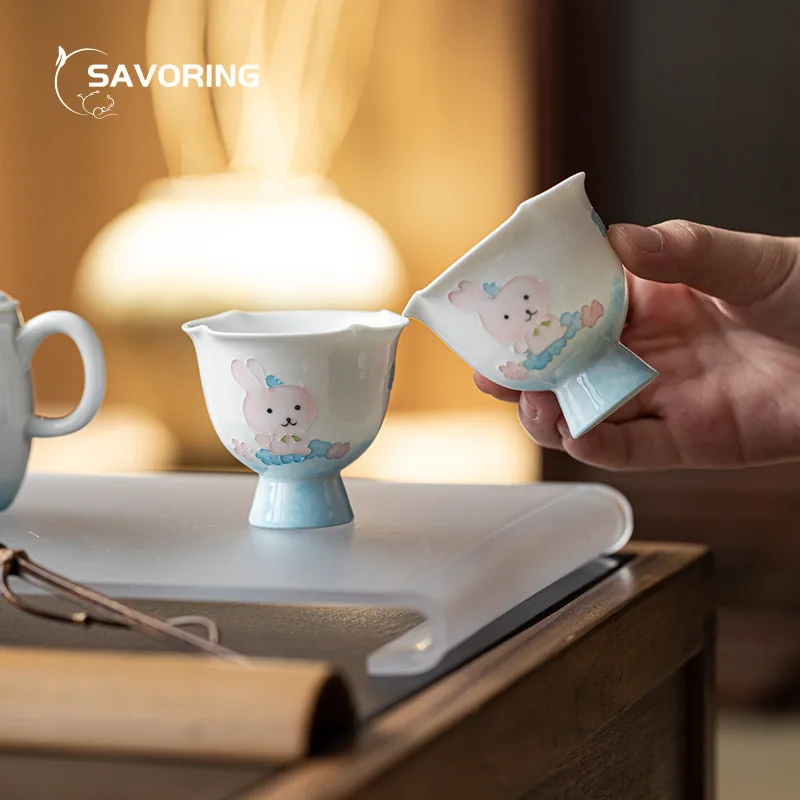 

Ручная роспись, милый кролик, чайная чашка, керамическая чайная чашка, окрашенная ворсом, чашки, китайский инструмент, красивая керамическая чашка, чаша Mate Puera