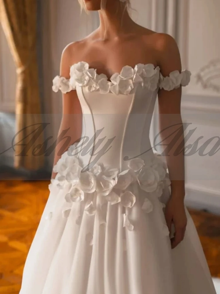 A2440 매력적인 흰색 웨딩 드레스 꽃 라인 바닥 길이 여성 파티 댄스 파티 특별 행사 이브닝웨어 베스 티드 맞춤형