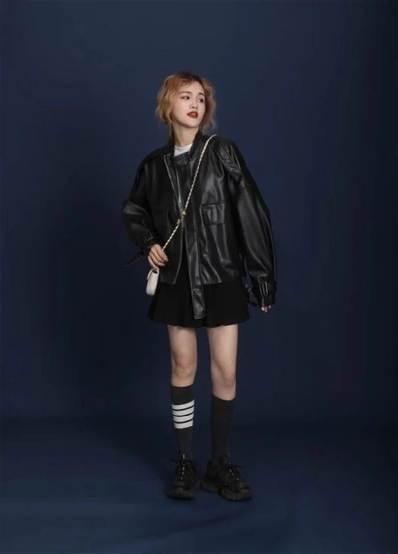 Small leather jacket for women, Unique Classic 2025 new high-end American retro short leather motorcycle Flame Fashion jacket 2
