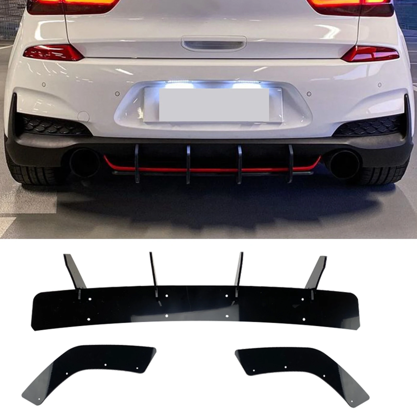 

Rear Bumper Diffuser Spoiler Lip For Hyundai I30N MK3 Hatchback 2017 2018 2019 Car Boot Body Kit Splitter Plate Blade Canard Fin