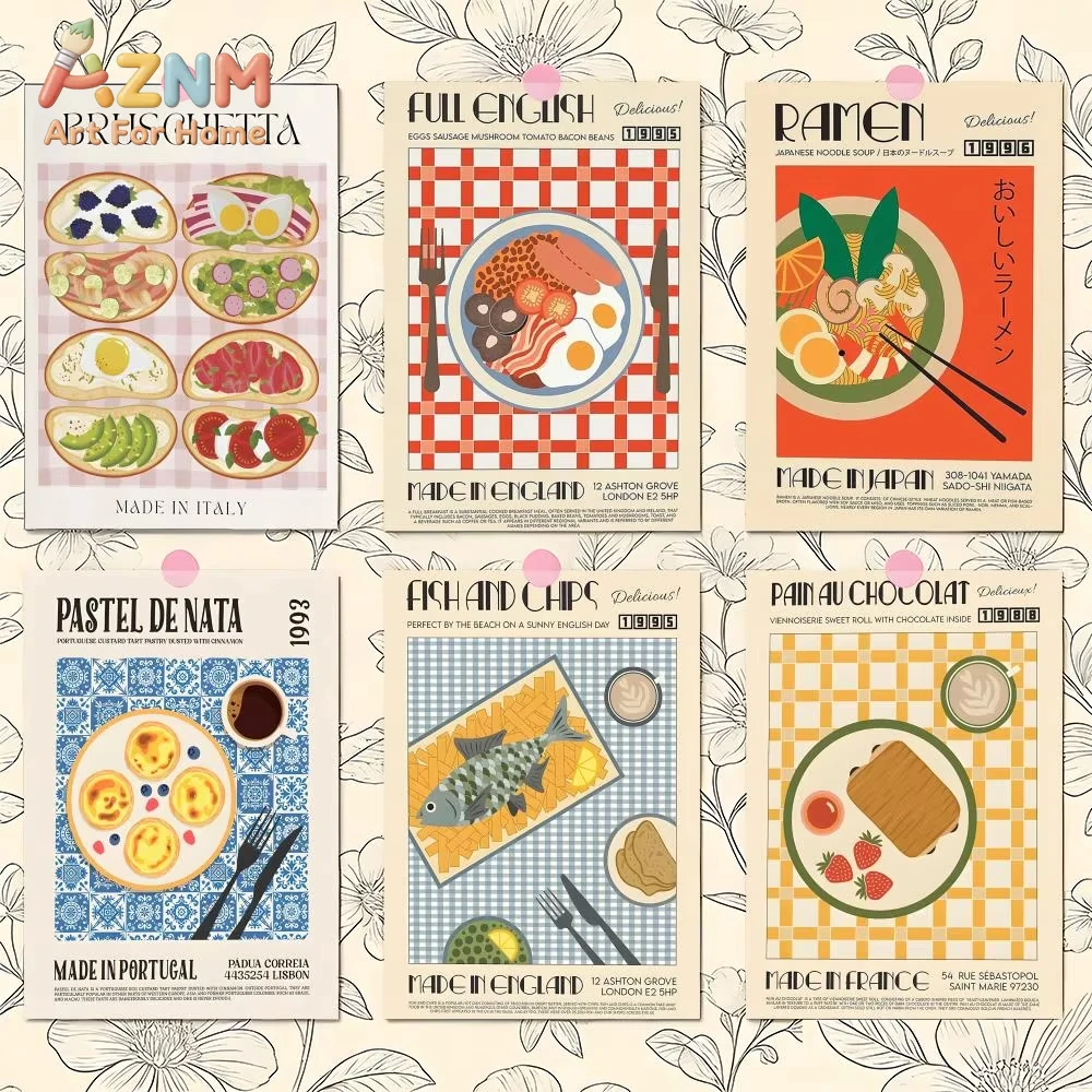 

1pc Retro Japanese Korean Traditional Food Poster Cartoon Wall Art Home Room Decor Gift