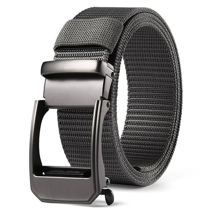 

Men's Nylon Belt, No Holes Full Adjustable Web Utility Belt for Men, with Automatic Buckle