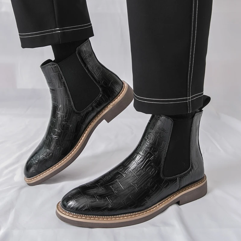 العلامة التجارية التنقل تنوعا الجلود عالية أعلى الأحذية أزياء ومريحة لينة الرجال تشيلسي الأحذية في الهواء الطلق عدم الانزلاق المشي الأحذية