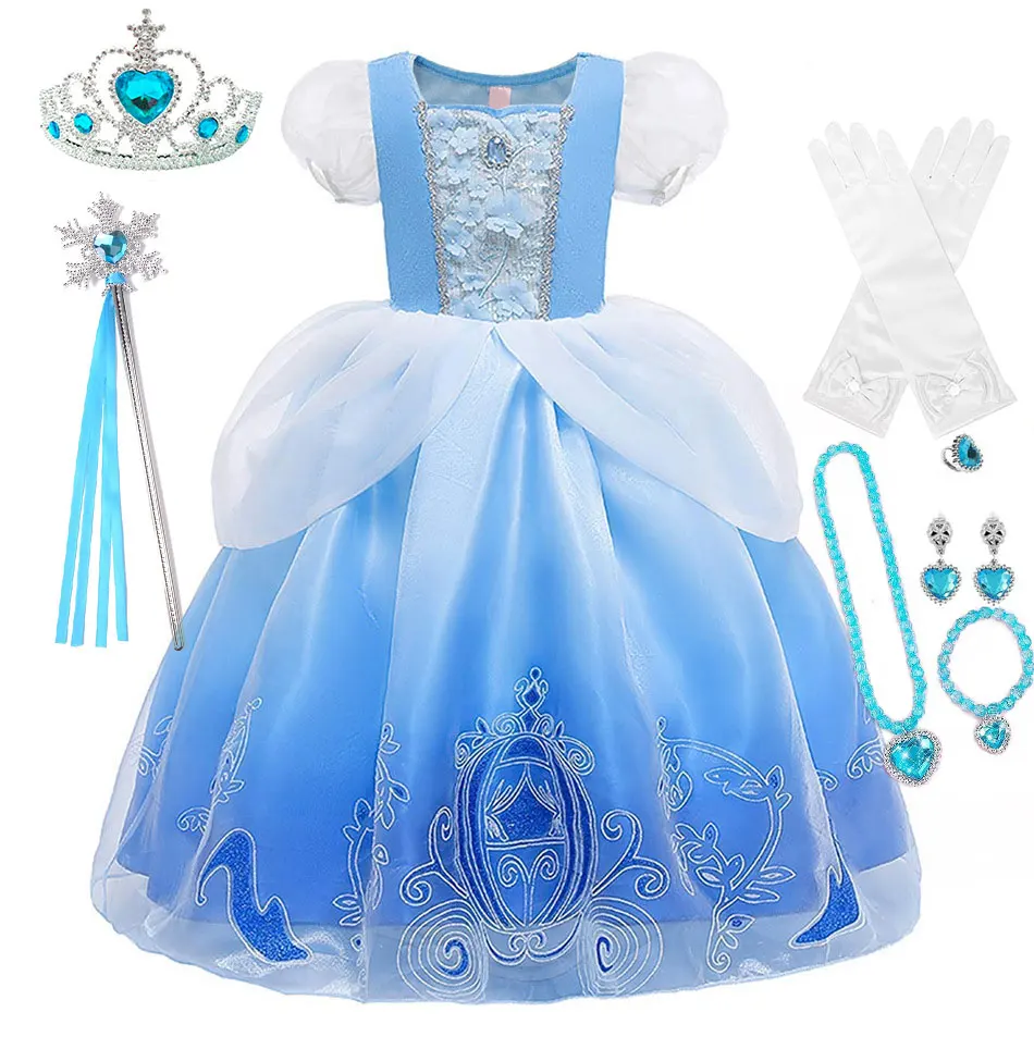 God Mother Fairy Princess Cosplay Dress up Girls Fancy Cendrillon Fille Robe Cinderella Party Fancy Apparel Kid Carnival Clothes