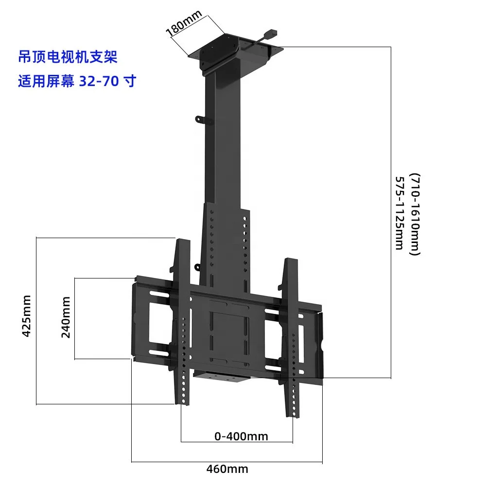 Elevador de TV de techo motorizado automático eléctrico ajustable en altura/soporte de TV de techo motorizado con Control remoto hacia arriba y hacia abajo