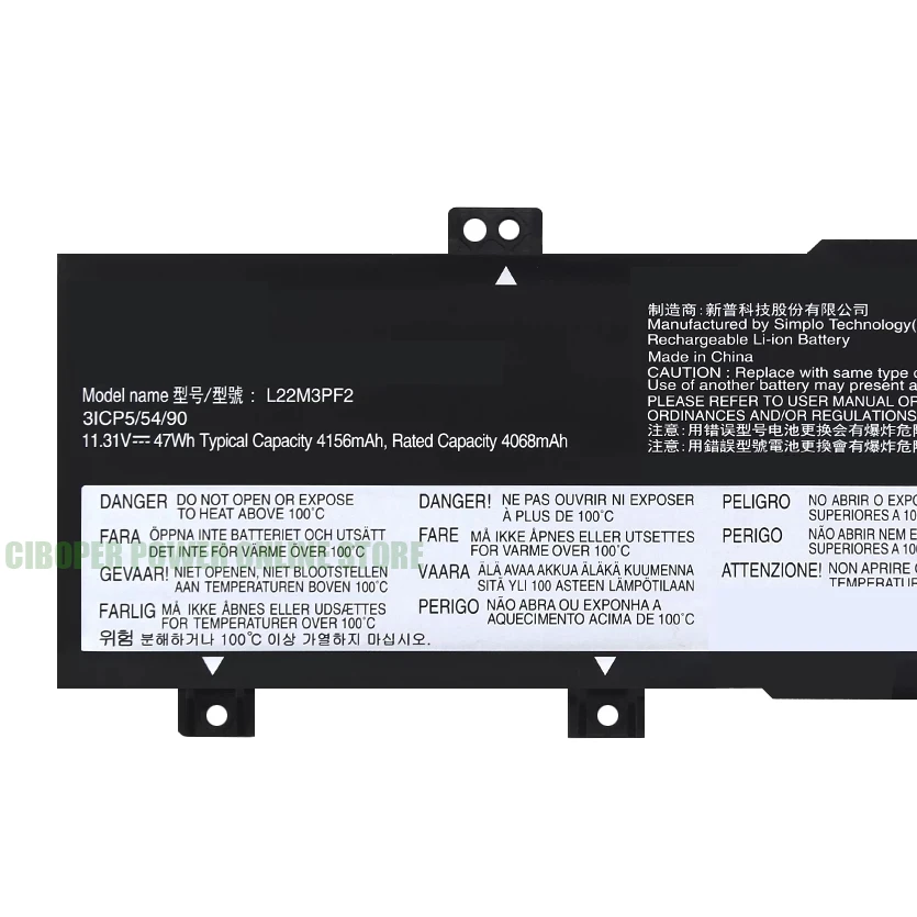 CP Laptop Battery L22X3PF2 L22L3PF2 L22M3PF2 L22D3PF2 L22C3PF2 47Wh For Ideapad Slim 3 14AMN8 14IAH8 14IRH8 15ABR8 15IRU9 16IAH8