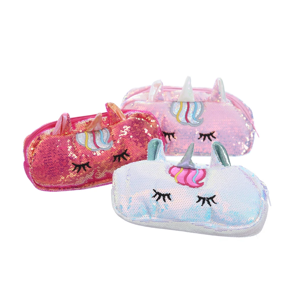 

Sequin Unicorn Pencil Bag Pink Multifunctional School Stationery Storage Case Lightweight Travel Pen Pouch Coin Purse Supplies