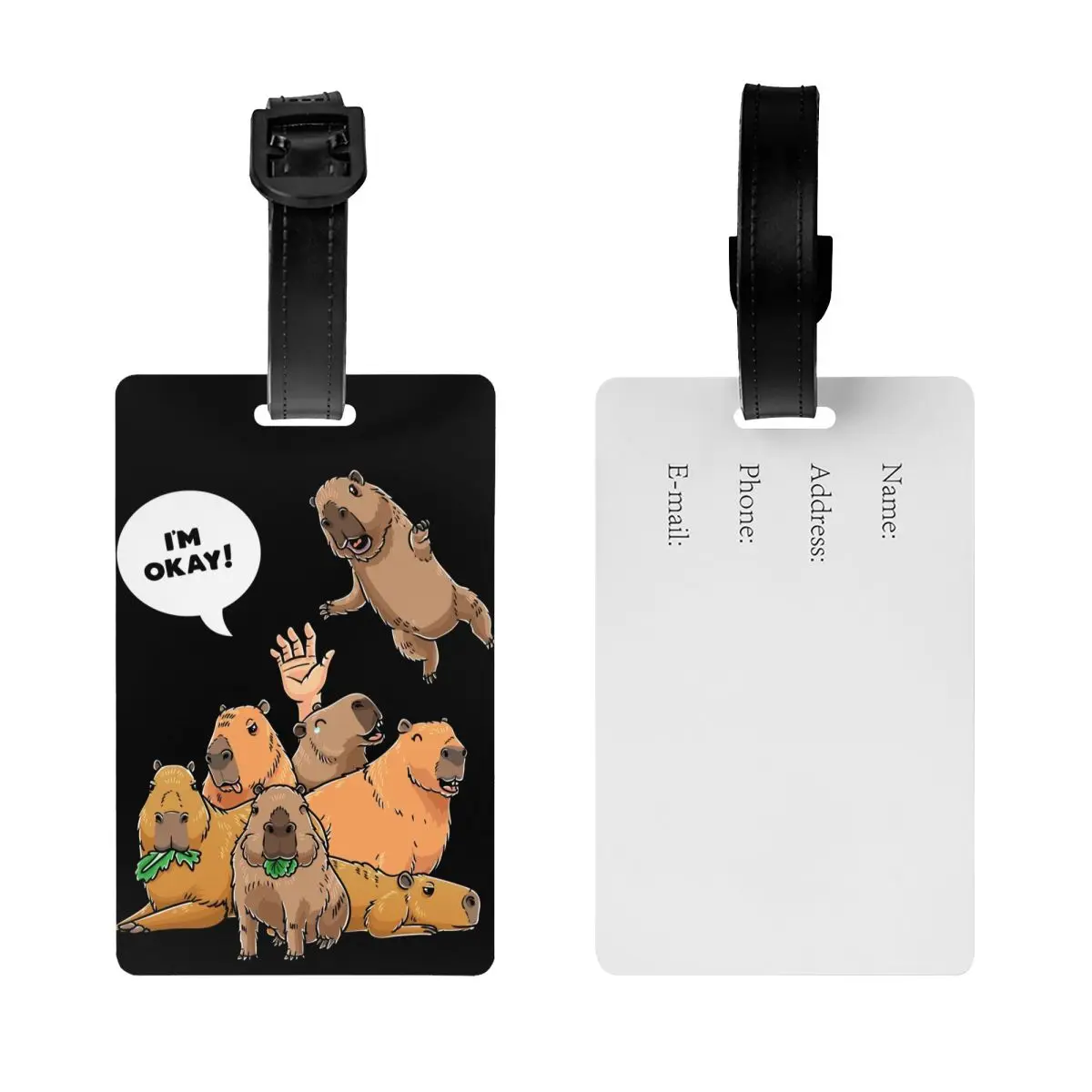 Custom I 'M Oke Funny Capybara Knaagdierliefhebber Bagage Tags Privacybescherming Reistas Labels Koffer